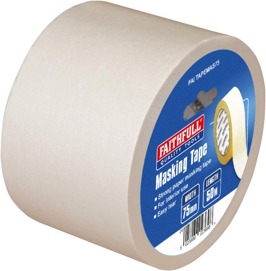 Faithfull FAITAPEMAS75 Masking Tape 75mm x 50M for Painting Spray Brush