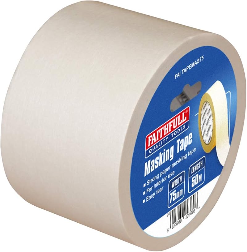 Faithfull FAITAPEMAS75 Masking Tape 75mm x 50M for Painting Spray Brush