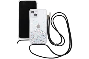 ELTIIGO for iPhone 13 Strap Case with Crossbody Lanyard, Clear Glitter Shiny Bling Sparkle Shockproof Cover with Soft TPU Bumper, Adjustable Shoulder Neck String for Girls Women - Crystal Clear