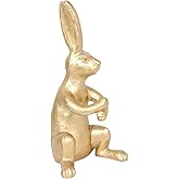 bordorsse Decorative Rabbit Statue, Gold Animal Sculpture, Metal Figurine for Tabletop Home and Office Decor