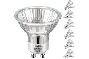 GU10 Bulb, High Brightness gu10+c 120v 50w Halogen Light Bulbs, 2800k Warm Light, gu10 Dimmable with Glass Cover for Range Ho