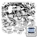 The Crafts Outlet 144-Piece Acrylic Aluminum Foil Flat Back Octagon Rectangle Rhinestones, 10 by 14mm, Clear
