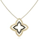 LUSTRE AND LIGHT Natural Gemstone 4 Petal Flower Pendant Necklaces for Women in Silver/18K Yellow/Rose Gold Vermeil, Birthstone Jewelry Gifts for Her Birthday, Anniversary, Graduation, Christmas