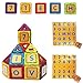 7TECH 91 PCS-Magnetic Tiles Toys Educational 3D Building Blocks Extra 26 Alphanumeric Cards and 16 card cases Included