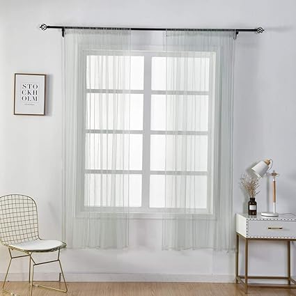Sheer Window Curtains Transparent Tulle Casual Window Long
