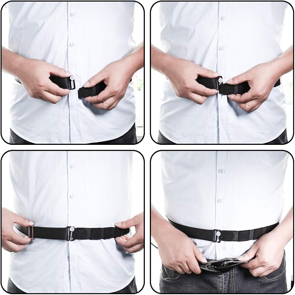 Milylove Mens Shirt Stay Black Tuck It Belt Non-slip Wrinkle Bandage Super Belt for Formal and Professional Attire: Clothing
