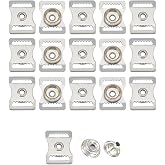 15 Pcs Sports Helmets Buckle，Stainless Steel Snap Chin Strap Buckle，Football Helmet Snaps Chin Straps，Multifunctional Helmet Repair Adapter Kits for Softball Baseball Hockey Football Sports(Silver)