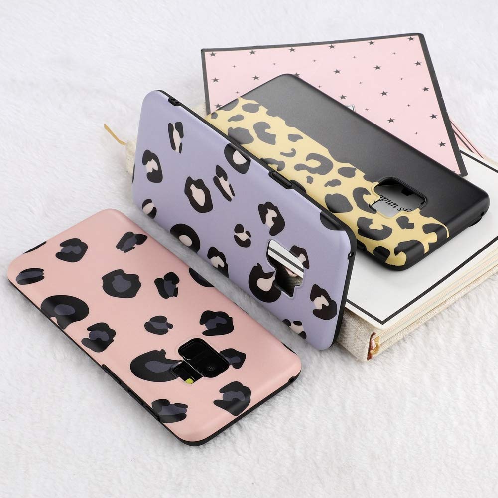 Samsung Galaxy S9 Case blue pink white leopard dots
