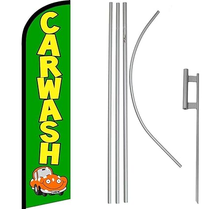 Amazon Com Mws Car Wash Green Yellow Windless Banner Flag 16