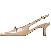 Mattiventon Slingback Heels for Women Kitten Heels Bow Ankle Strap Pointed Toe Heel Sexy Wedding Dress Party Pumps
