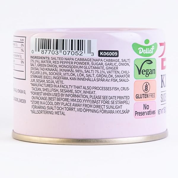 DELIEF SLICED SPICY KIMCHI – AUTHENTIC KOREAN NAPA CABBAGE, VEGAN, GLUTEN-FREE, SHELF-STABLE CANNED, NO PRESERVATIVES, 5.64 OZ/160 G (1 CAN)