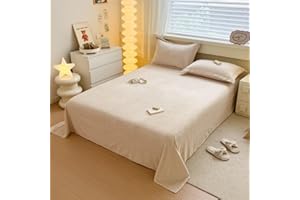 Lotus Karen Flannel Queen Flat Sheet only,Super Soft Warm Bedding Khaki Top Sheet 1 Piece