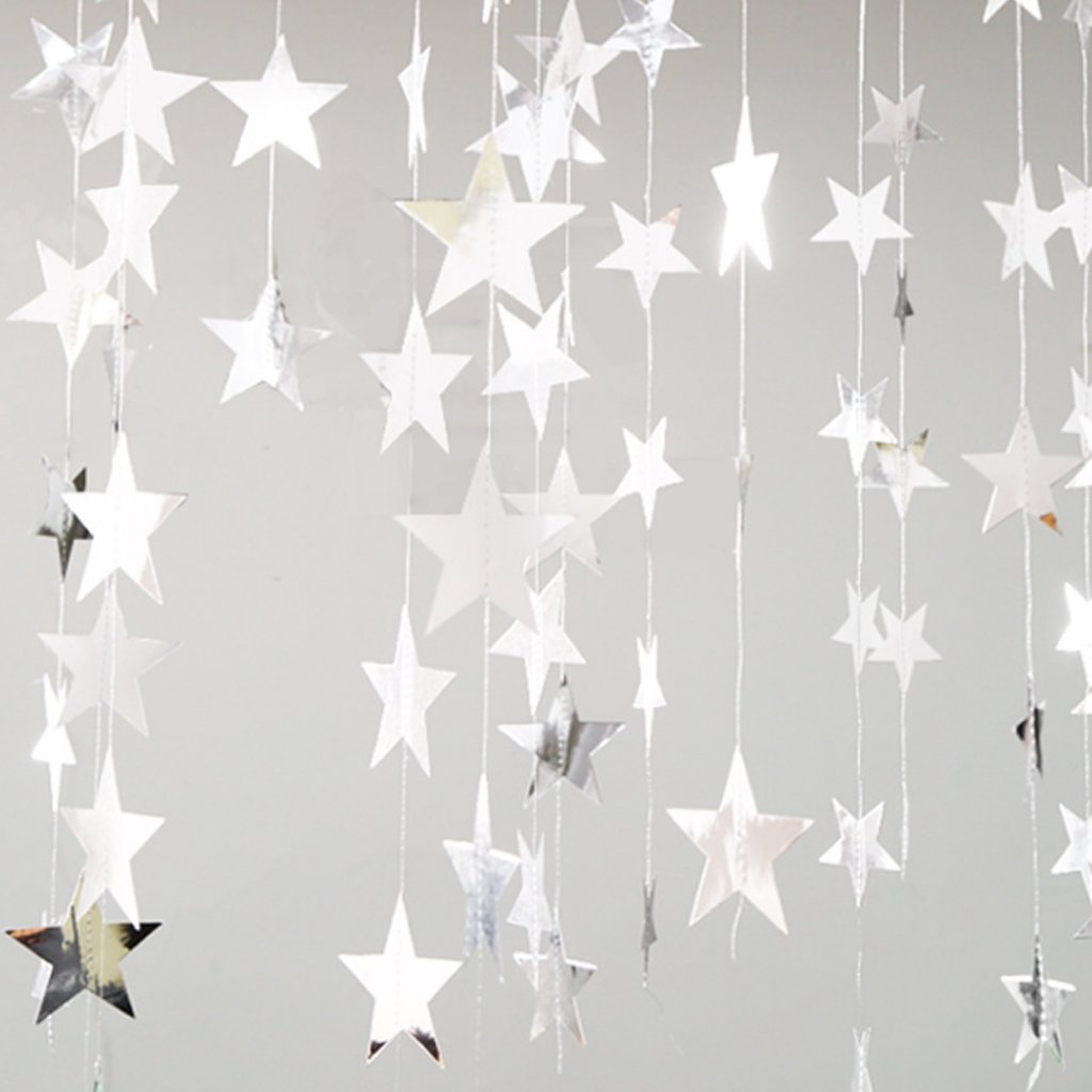 Gjyia Glitter Star Paper Banner Garland 13ft Hanging Backdrop