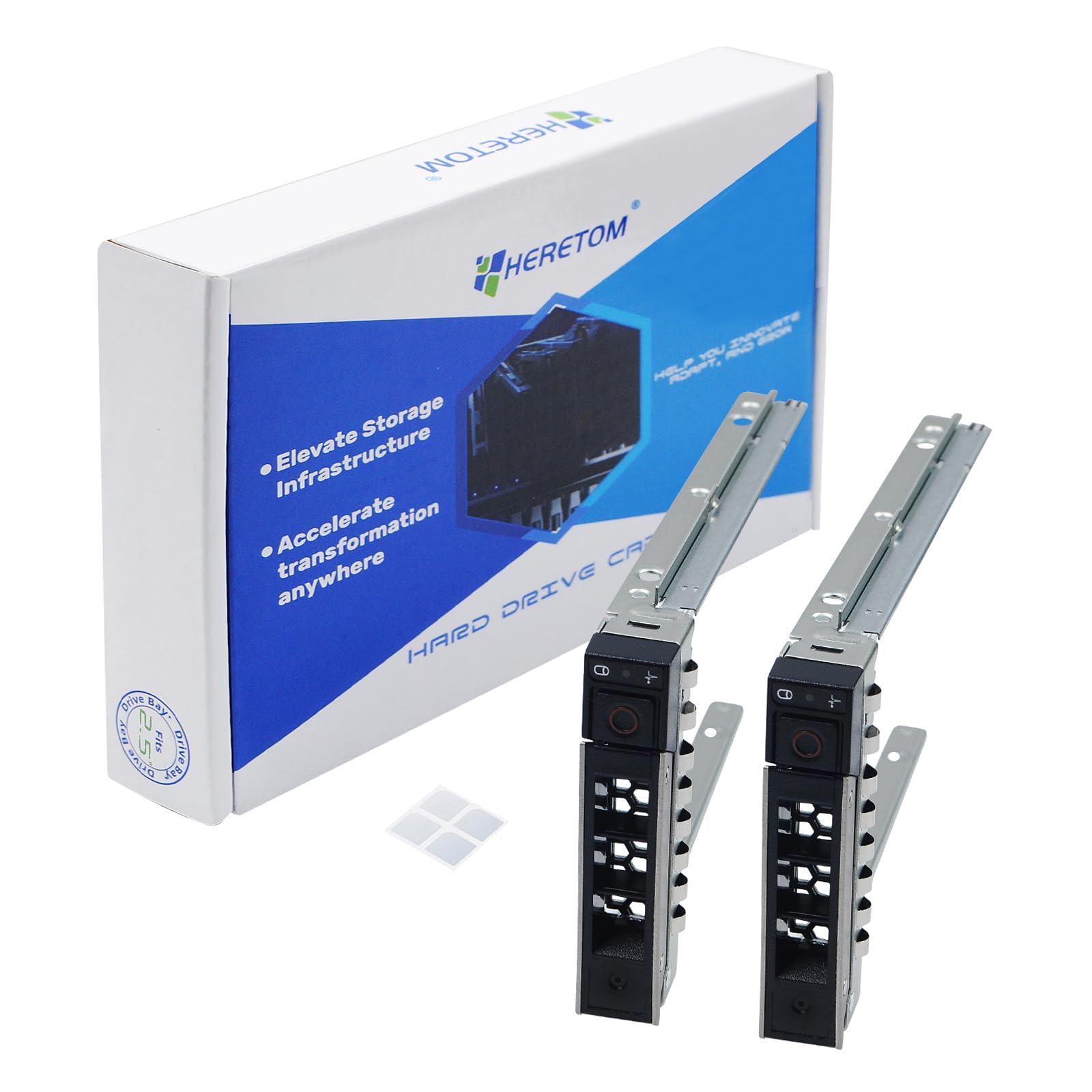 Heretom 2-PACK DXD9H 2.5" SAS/SATA Hard Drive Tray Hot-Swap HDD Caddy for Dell Gen14 Server R340 R440 R640 R740 R740xd R840 R940 R940xa R6415 R6515 R7415 R7425 R7515+4 screws