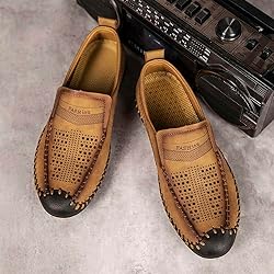 Men's Breathable Perforated Loafers Hand-Stitched