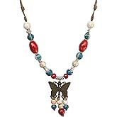 Zlanderah Boho Colorful Ceramic Bead Necklace for Women, Butterfly Pendant Necklace, Handmade Bohemian Statement Jewelry Gifts for Mom