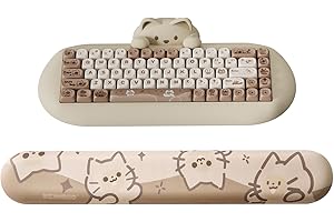 YUNZII Keyboard Wrist Rest, Ergonomic Keyboard Mouse Wrist Support for Typing Pain Relief, Wrist Rest for Computer Keyboard with Slip Resistant PU Base, Cute Wrist Rest for Office Gaming Computer(Cat)
