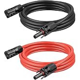 Kimbluth 10 AWG Solar Extension Cable 5FT Black + 5FT Red, 10 Gauge Solar Panel Wire Male to Female Tinned Copper Wire for Solar Panel, Automotive, RV, Boat, Outdoors