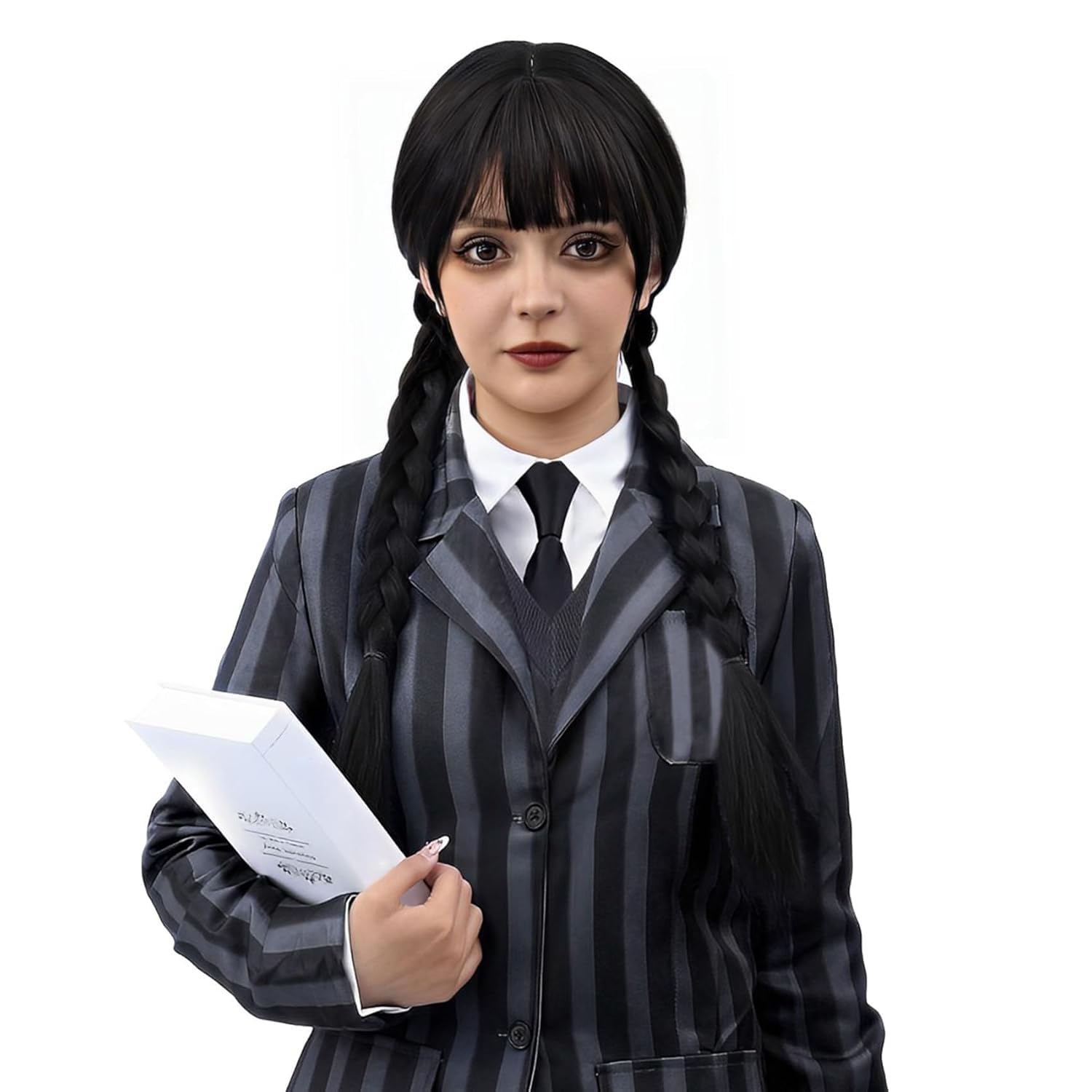 Photo 1 of MUPUL Black Braided Wig With Bangs Long Braid Wig Cosplay Halloween Costume Wigs For Women