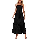PRETTYGARDEN Women's Summer Dresses 2026 Sleeveless Smocked Tiered Ruffle Tulle A-Line Flowy Wedding Party Maxi Dress