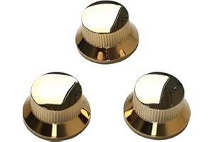 OVSAL 3Pcs Electric Guitar Control Knobs Metal Guitar Volume and Tone Knobs Replacement Parts Fit for Fender Strat Telecaster Jazz （ Gold）