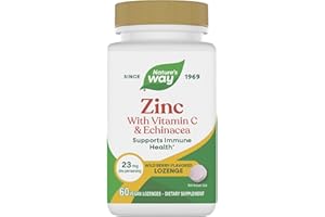 Nature's Way Zinc Lozenges with Vitamin C & Echinacea, Zinc Supplements for Men and Women, Immune Support*, Wild Berry Flavor, 60 Lozenges (Packaging May Vary)