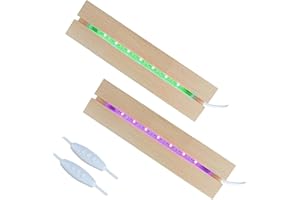 RUIITEN 6 inch Rectangle Display Pedestal, Colorful Open Slot Rectangle Led Lights Display Base, Crystal Wooden Lighted Base Stand for Acrylic, Crystal, Night Light, Glass Resin Art