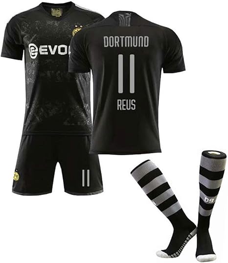 Amazon Co Jp サッカーユニフォーム 子供 大人用 背番号11 ユニフォーム 通気性 ドルトムントホームサッカージャージ 通気性 黒tシャツ 黒半ズボン Size 26 ホーム キッチン