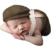 Holibeat Newborn Boy Photography Props Baby Boy Photo Shoot Outfits Infant Gentleman Romper Suits with Hat