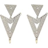 Rhinestone Earrings for Women Sparkling Crystal Geometry Triangle Bridal Chandelier Drop Dangle Earrings Elegant Cubic Zirconia Wedding Statement Earrings Bridal Wedding Banquet Jewelry