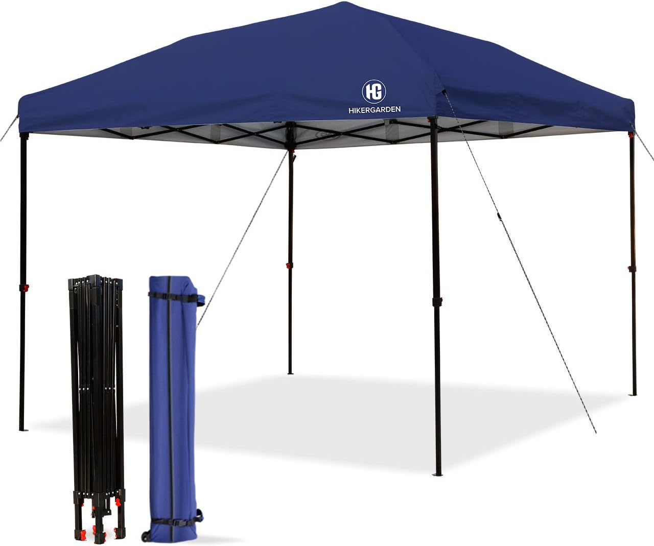 HG Pop-up-Canopy-Tent-10x10 FT, UV 50+ and Waterproof Shelter, 3 Adjustable Height with Wheeled Carrying Bag, 4 Ropes and 4 Stakes, Outdoor and Commercial Instant Canopy