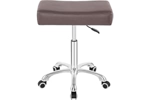 Nazalus Rolling Swivel Stool Height Adjustable with Wheels Heavy Duty for Office Home Desk Counter Salon (Black) (Coffee, Without Footrest)