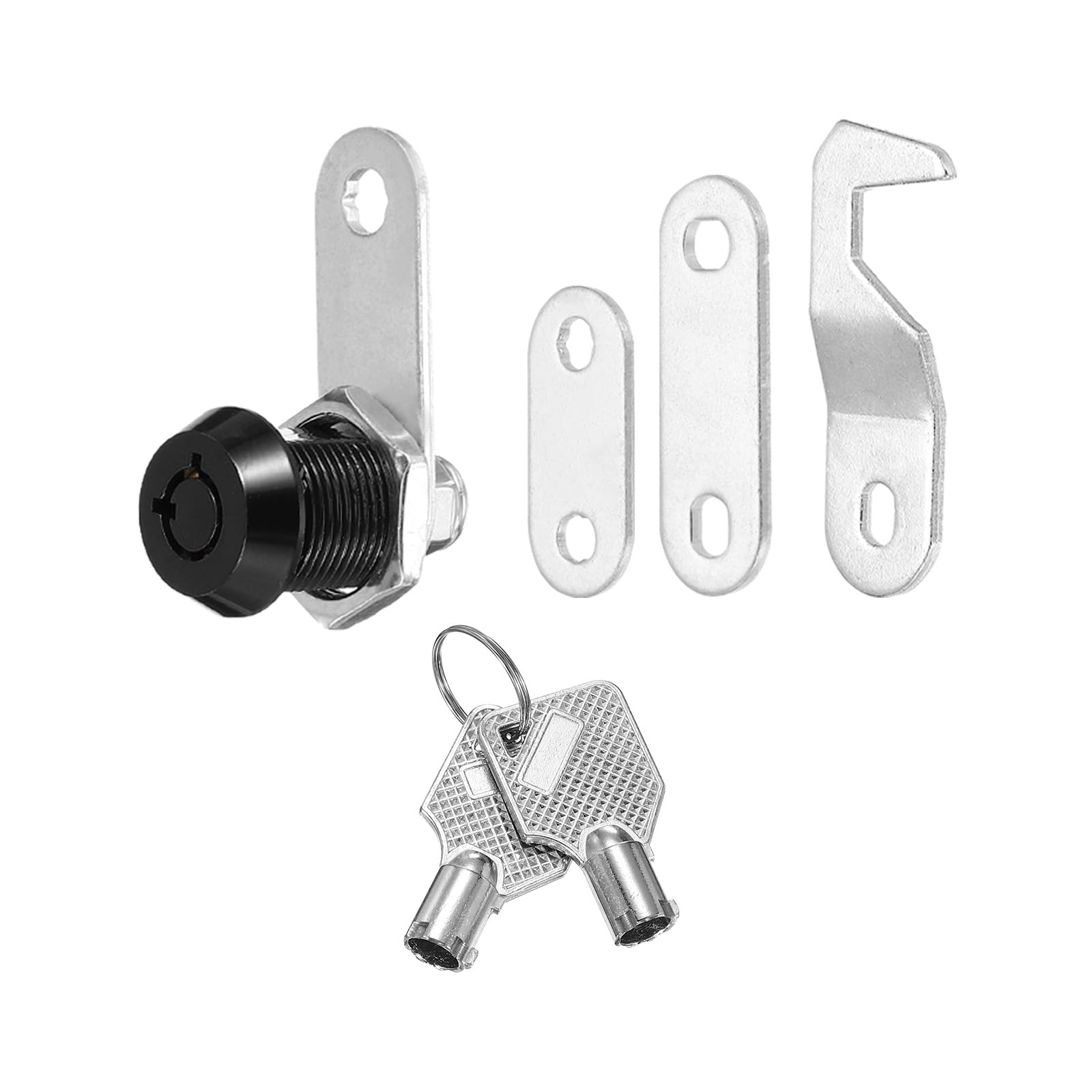 PATIKIL 5/8 Inch Black Cabinet Locks with Silver Keys, 1 Pack Zinc Alloy Cam Lock Cylinder RV Lock Set Keyed Alike for Cabinet RV Drawer Storage Door Tool Box
