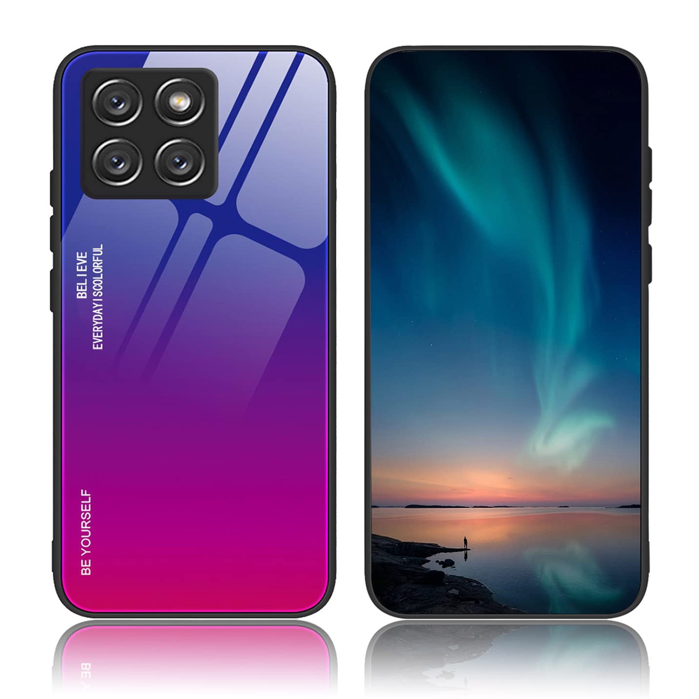 BORYA Case for Honor X6/Honor X8 5G/Honor 70 Lite, Ultra Thin Shockproof Soft Premium Silicone TPU Bumper, Colorful Gradient 9H Tempered Glass Anti-Scratch Cover, Gradient Blue-Red โ image 1
