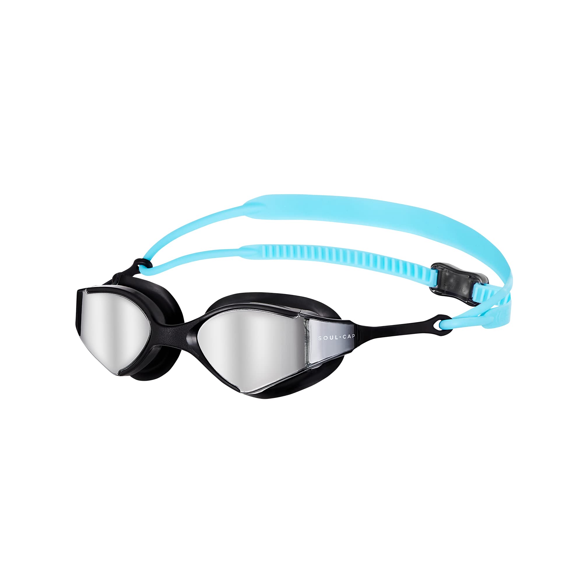 SOUL CAP - Jackson Mirrored Swim Goggles | UV-Protection & Anti-fog Lens | 170° Peripheral Vision | Funnel-Shaped Eye-Seal & Quick-Release Buckle