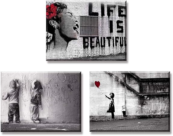 Piy Painting 3x Impression Sur Toile De La Vie Est Belle Fille Avec Ballon Rouge Graffiti Garcons Sur La Rue Pret Suspendu Peinture Pour Art Deco Murale Salle De Bain Cadeau Anniversaire Piy Painting 3x Impression Sur Toile De La Vie Est Belle Fille Avec Ballon Rouge Graffiti Garcons Sur La Rue Pret Suspendu Peinture Pour Art Deco Murale Salle De Bain Cadeau Anniversaire