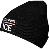 I Support Ice I Stand with Ice Beanie Hat Knit Skull Cap Ski Caps Women Slouchy Hat Warm Men Sleep Cap Black - po