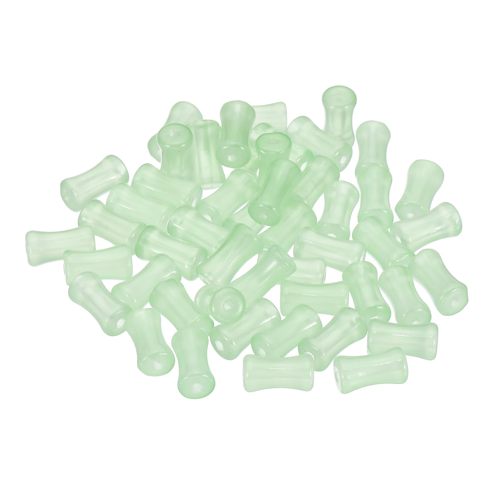 PATIKIL Bamboo Tube Beads, 50 Pcs Glass Cylinder Beads for Jewelry Making DIY Crafts Gift Earrings Necklaces, Light Green — image 1