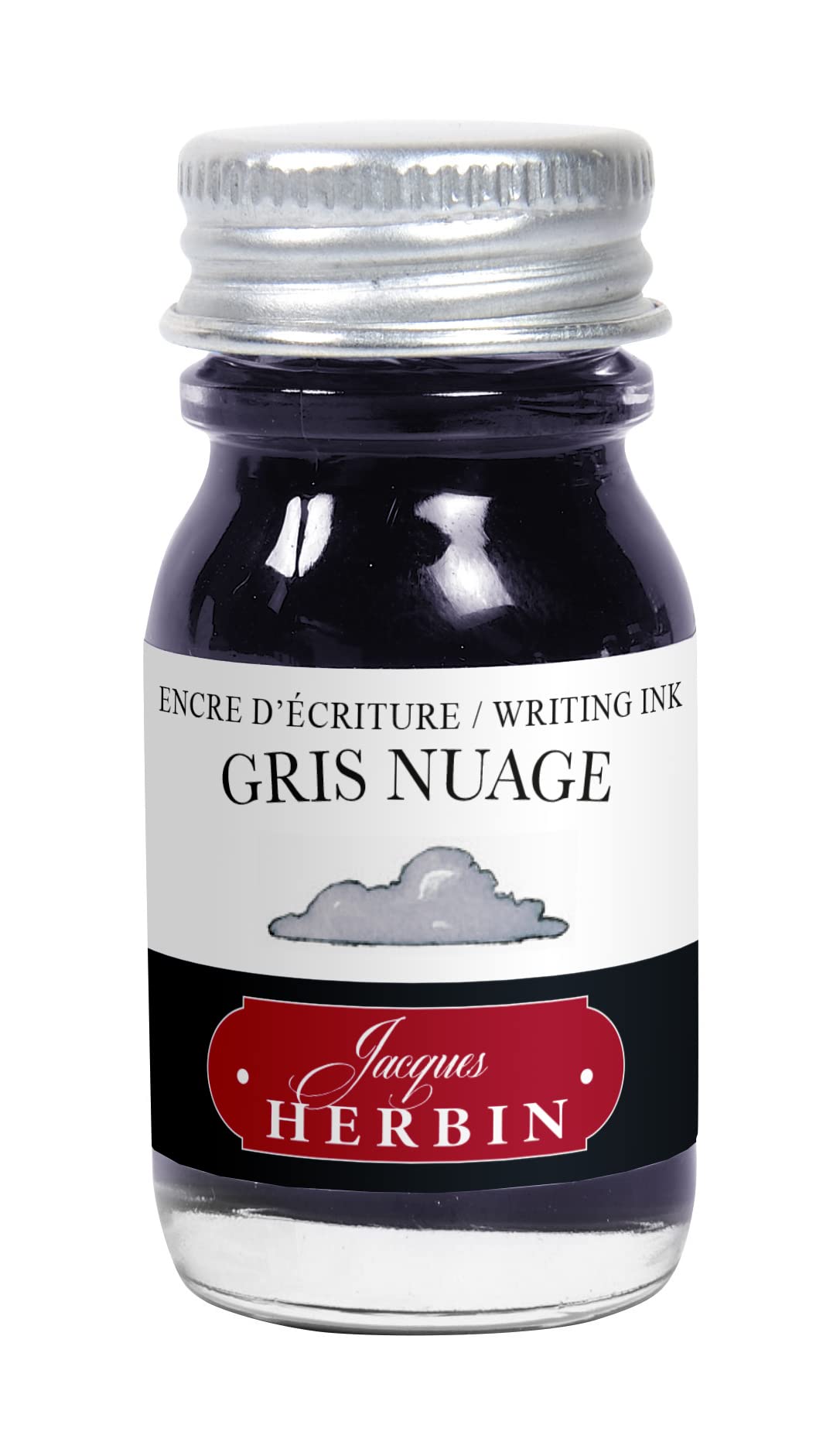 Jacques Herbin 11508T - Writing and drawing ink - Fountain pens and rollerballs - Gris nuage/ Cloud grey - 10 ml - Made in France - Calligraphy, Writing