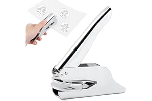 LOQJSS Book Embosser Embosser Stamp Library Stamp Hand-Held Embossing Stamp Embosser Stamp Your Own Text or Logo Design for Books Business Cards Paper (Color:Silver)