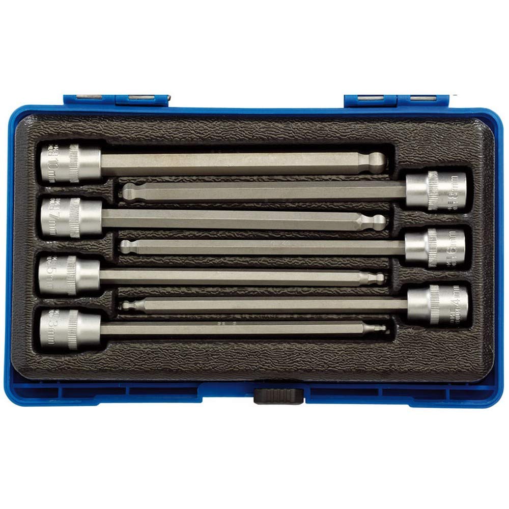 Draper 16297 3/8 Inch Square Drive Hexagonal Socket Bit Set, 150mm , Blue