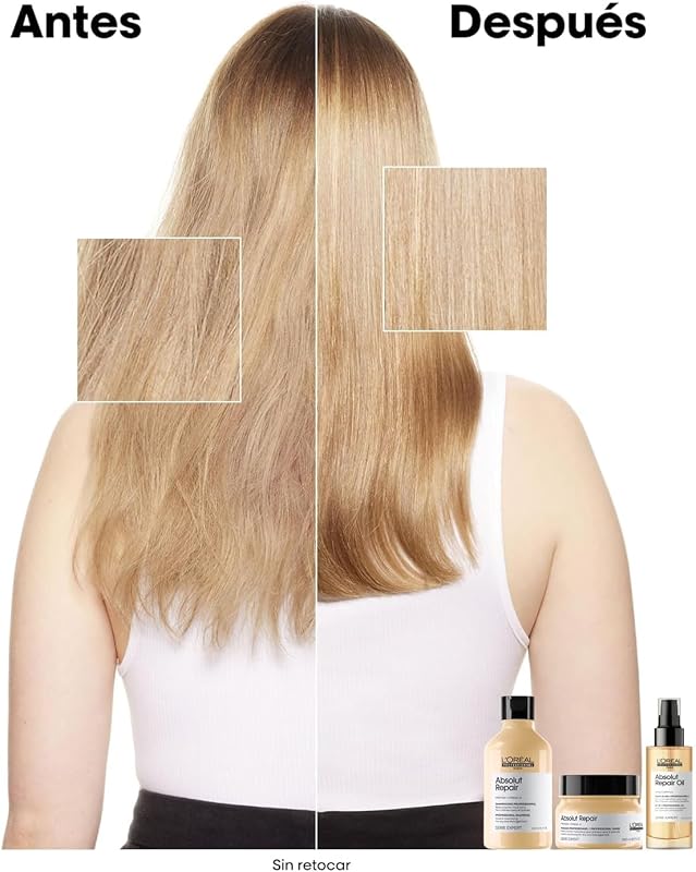 L’Oréal Professionnel, Champú Tratamiento Reconstructor para Pelo Seco y Dañado, Absolut Repair, 300ml