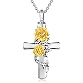 MONGAS Sunflower Cross/Sea Turtle/Phoenix/Angel Wing Urn Necklace for Ashes Sterling Silver Sunflower Cross/Sea Turtle/Phoenix/Angel Wing Cremation Jewelry for Ashes for Women