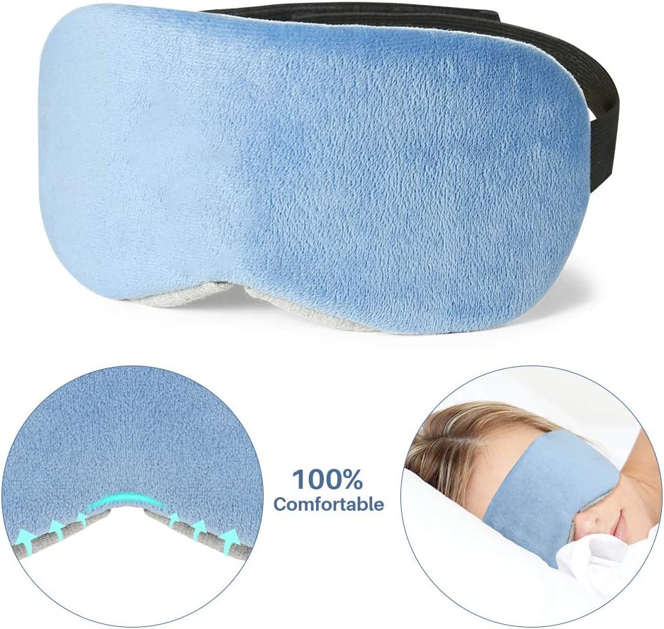 Sleep Mask - Eye Mask for Sleeping Cotton Eye Cover Women Men Eye Shades for Airplane Travel 100% Light Blocking Soft and Comfortable Eyemask with Adjustable Strap