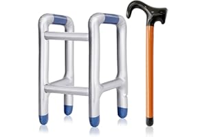 XANLLAXA 2Pcs Inflatable Walker and Cane,Funny Old Age Costume Accessories,Fake Cane Blow Up Toy Cane Prop for Halloween,Christmas,Retirement Party Decorations