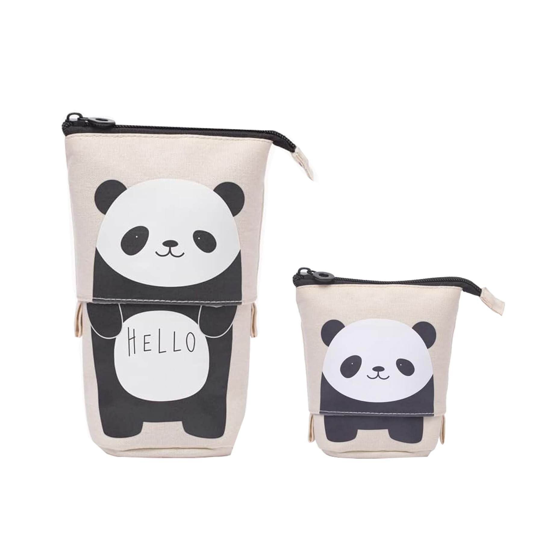 YeahBoom Pencil Case, 2-in-1 Telescopic Design, Large Capacity, Zipper, Cartoon Panda, Multifunctional for Students & Girls, Storing Stationery & Cosmetics