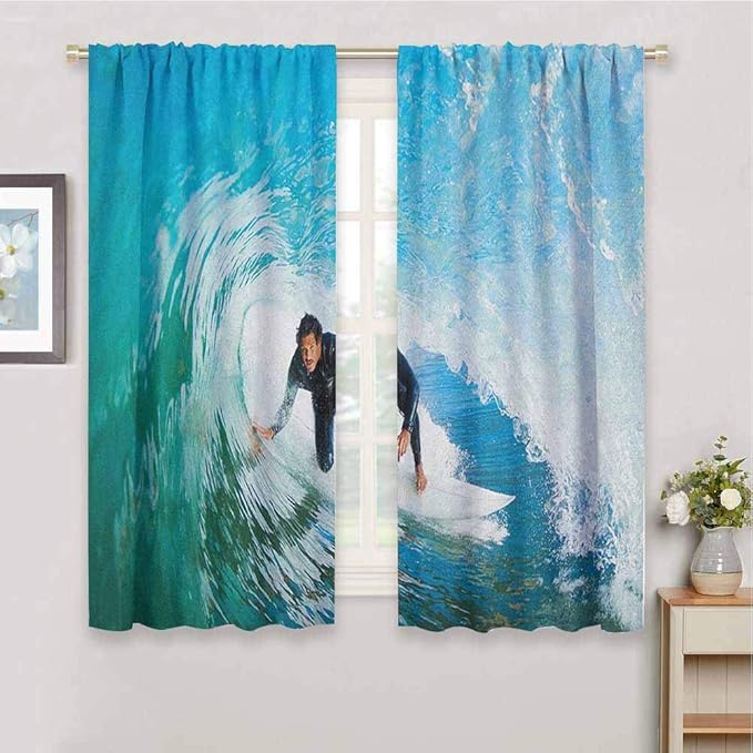 Anyangeight Ride The Wave Blackout Curtains, Surfer Inside