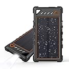 Solar Charger, Beartwo 10000mAh Portable Solar Phone Charger with Flashlight, IP67 Waterproof /Shockproof Dual USB Solar Power Bank for Cellphones and other USB Devices