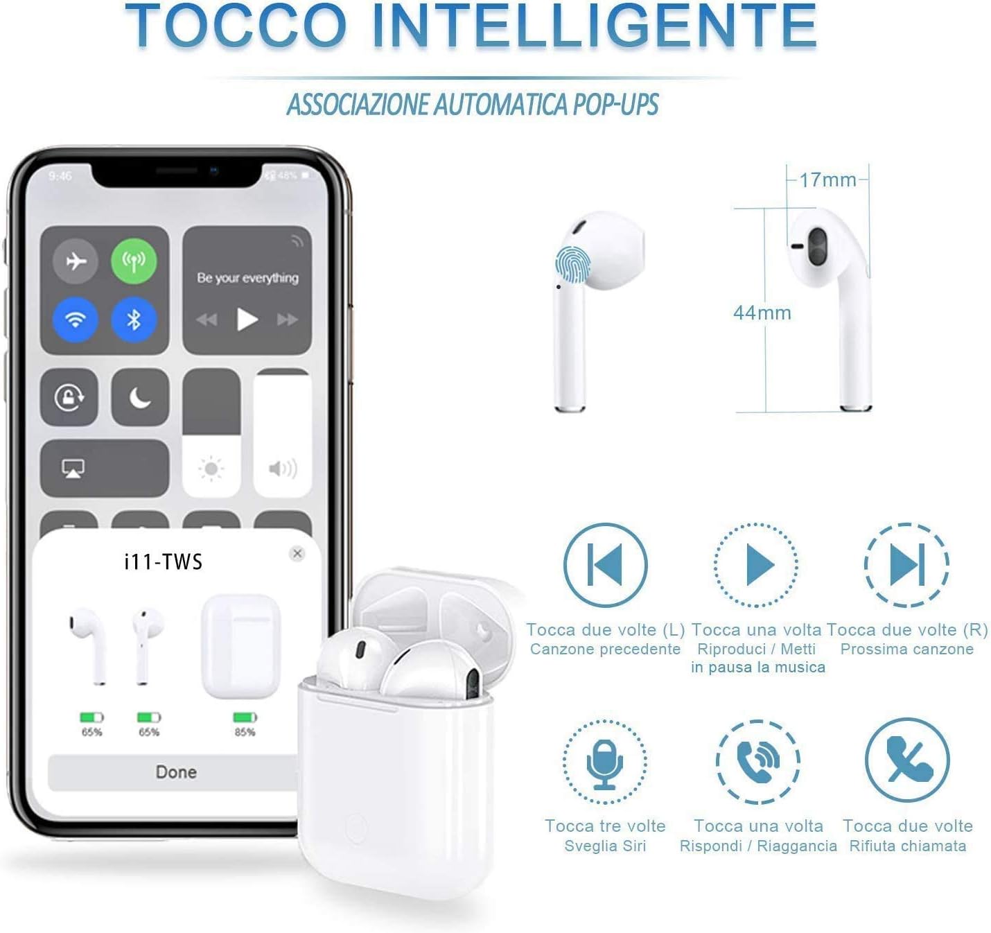 Cuffie per PC Cuffie Bluetooth con Scatola di Ricarica,accoppiamento  Automatico per chiamate binaurali JHYH Auricolare Bluetooth 5.0 auricolare  wireless Adatto Compatibile con iPhone/Apple AirPods/Android  urban-earth.co.uk