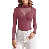 Avidlove Bodysuits for Women Long Sleeve Going Out Tops Mock Turtleneck Body Suits Double Lined Leotard Shirts